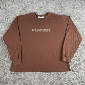 Playboy Shirt Mens XL Brown Long Sleeve PacSun Crewneck Graphic Streetwear